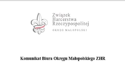 Komunikat Biura Okręgu Małopolskiego ZHR